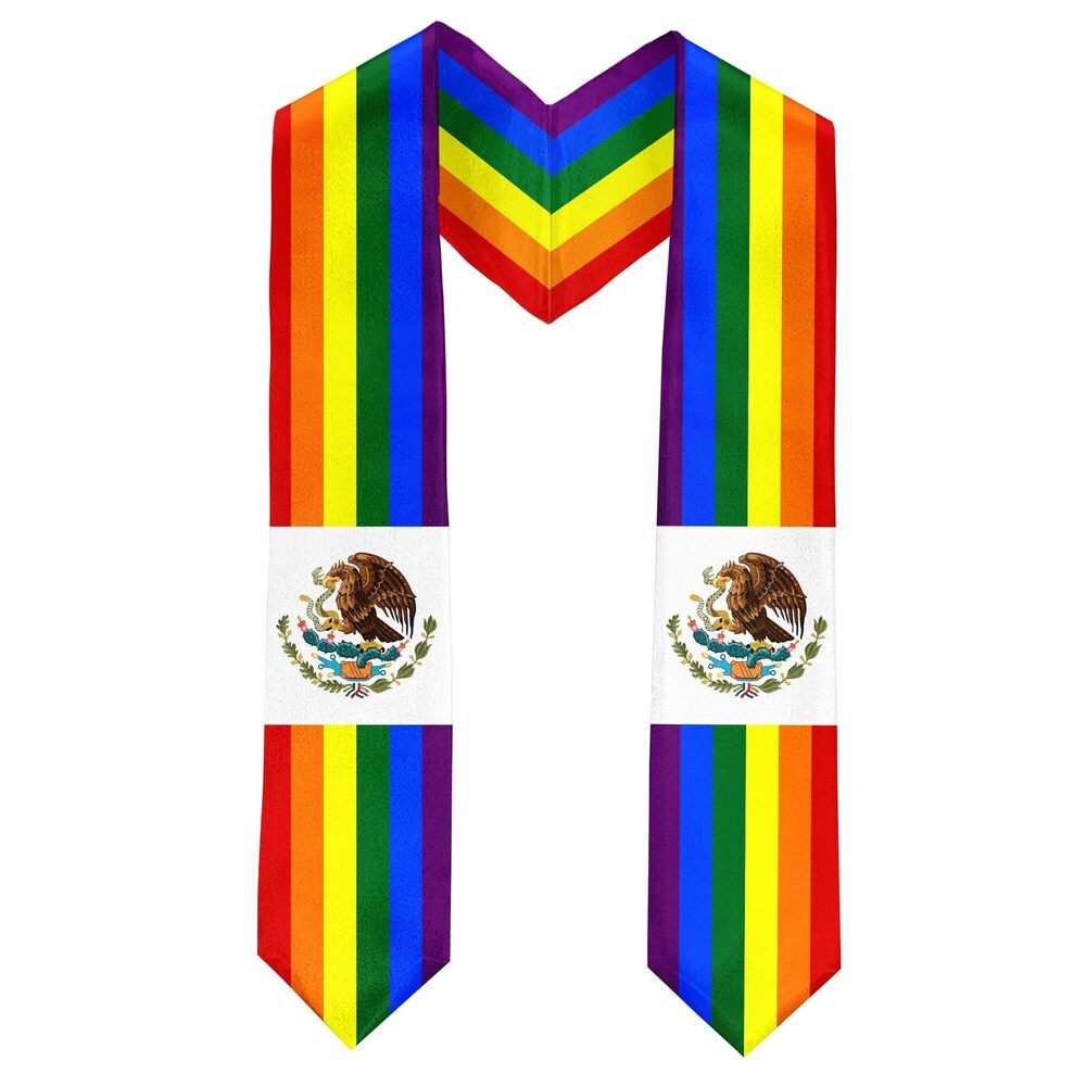 9119 Mexico Rainbow GradSeason Scarf Unisex Adult LGBTQ Graduation Stole